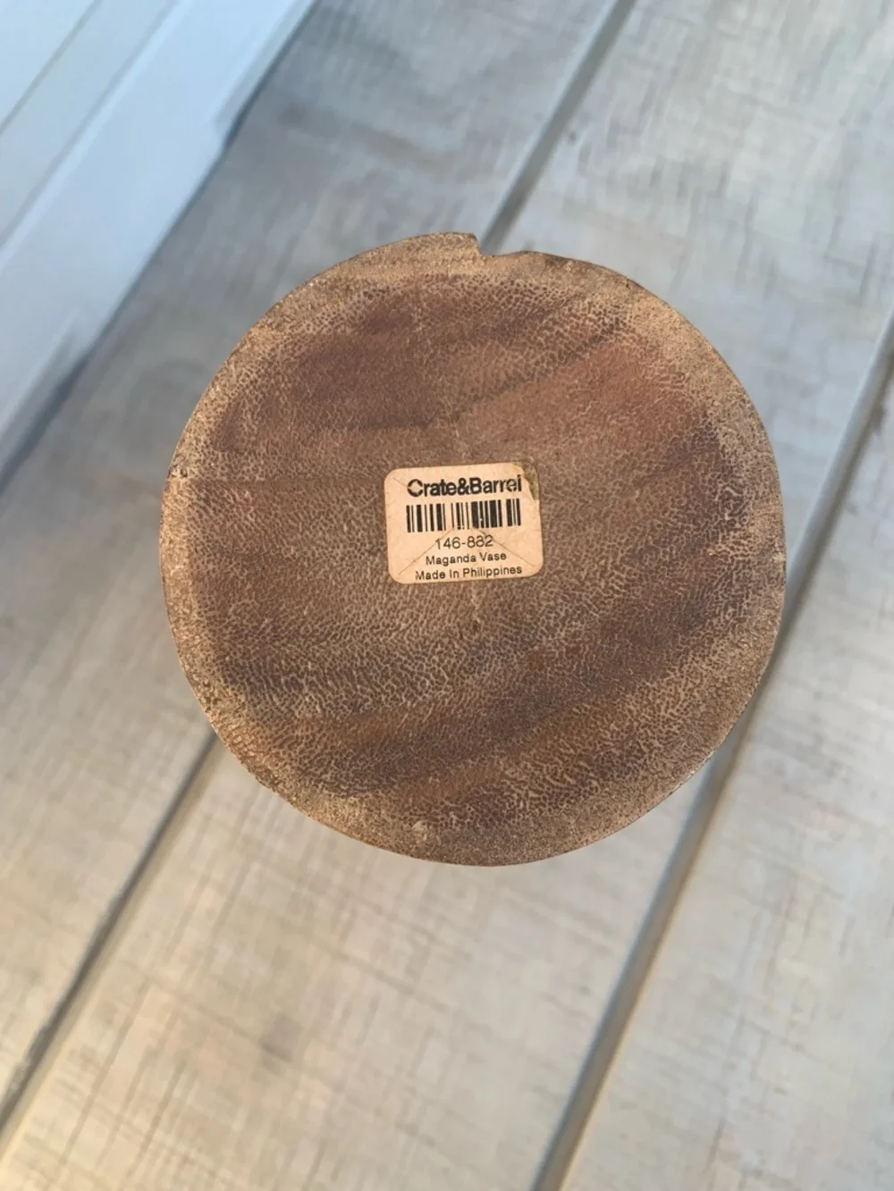 Maganda Wood Vase by Crate & Barrel 12” Mid-Century Scandinavian Decor spiraled